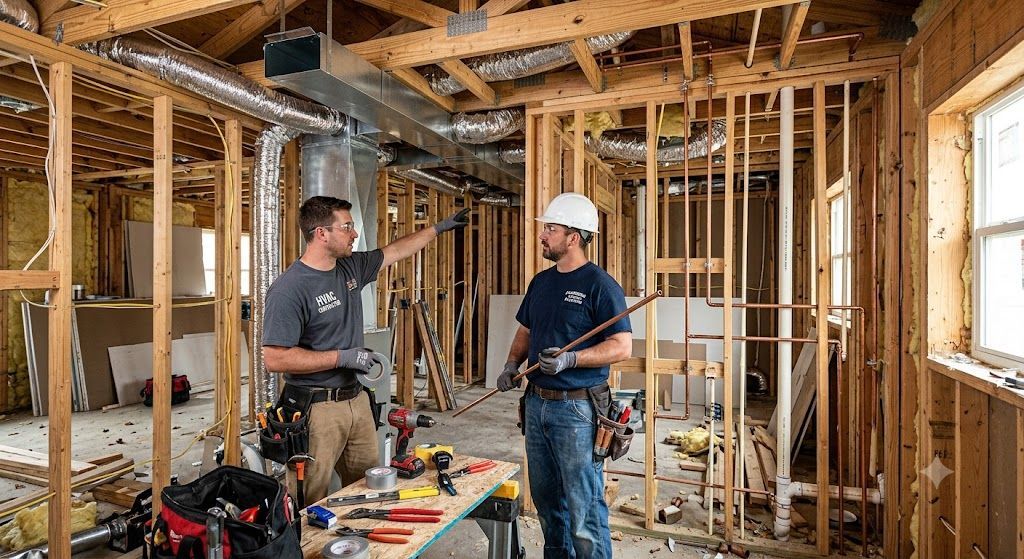 HVAC and plumbing systems being coordinated during a Kansas City home renovation