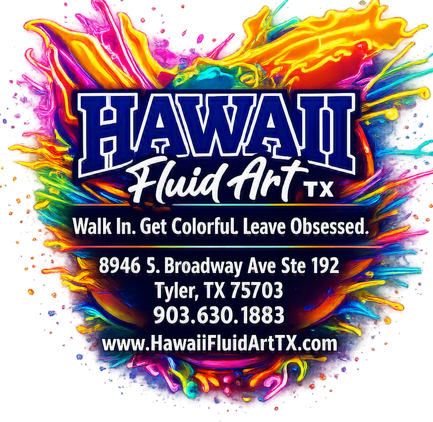 Hawaii Fluid Art logo with bright paint splashes and the tagline &ldquo;A Place to Create!&rdquo;