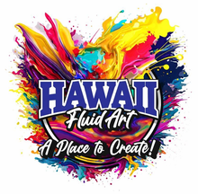 Hawaii Fluid Art logo with bright paint splashes and the tagline &ldquo;A Place to Create!&rdquo;