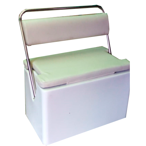 Una hielera blanca con asiento y respaldo blancos