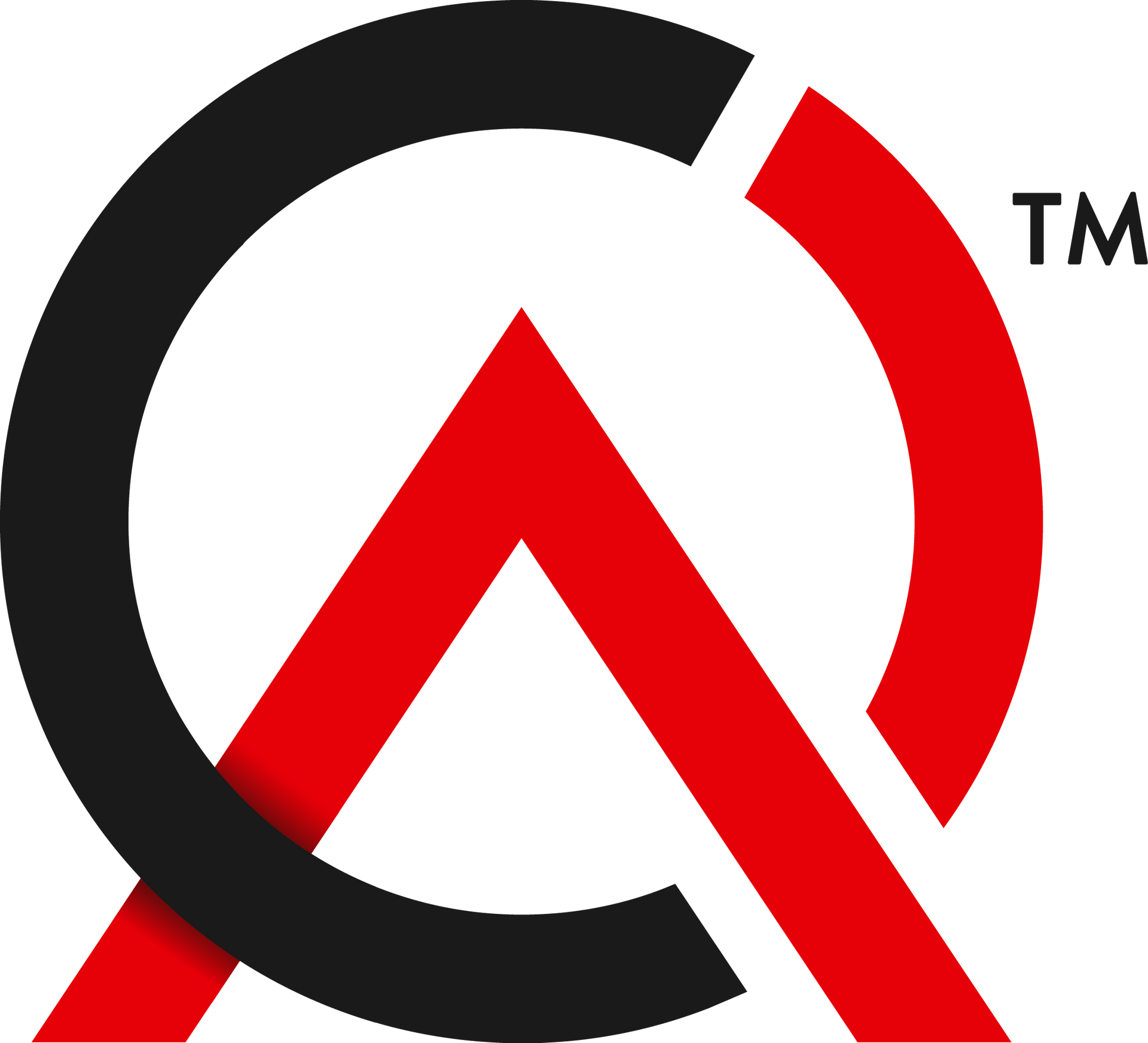 Abstract red and black circular logo with a stylized A and small TM mark