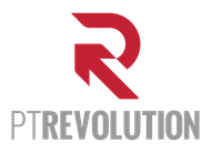 Red PT Revolution logo with gray PTREVOLUTION text underneath