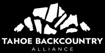 Tahoe Backcountry Alliance logo with white mountain graphic on black background