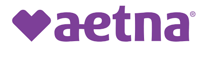 Aetna logo in purple with a heart icon and lowercase wordmark