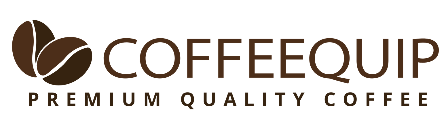 CoffeeQuip logo with coffee beans and text: "COFFEEQUIP PREMIUM QUALITY COFFEE".
