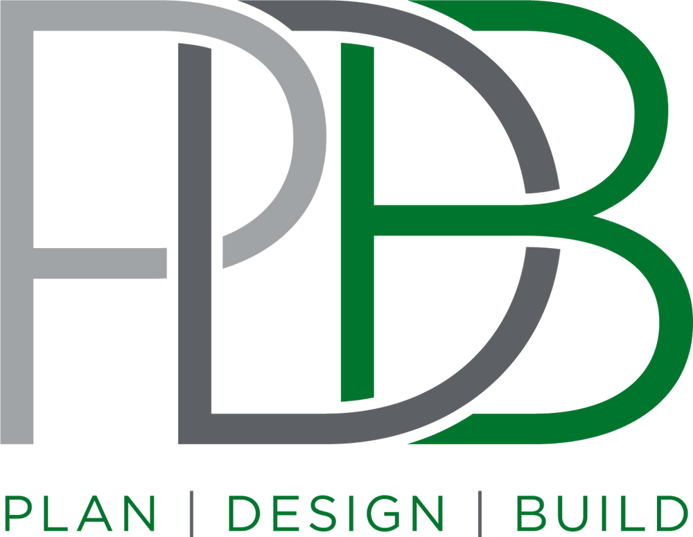 A logo for a company called plan design build.