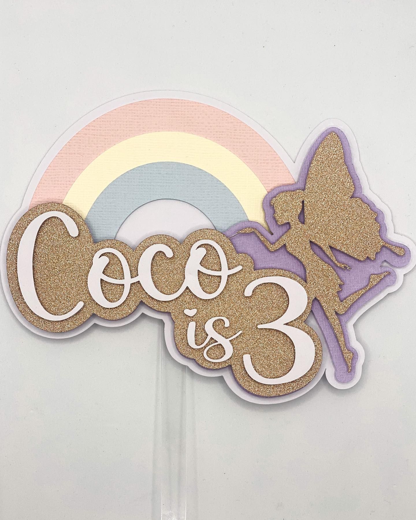 Glitter Rainbow Fairy Cake Topper