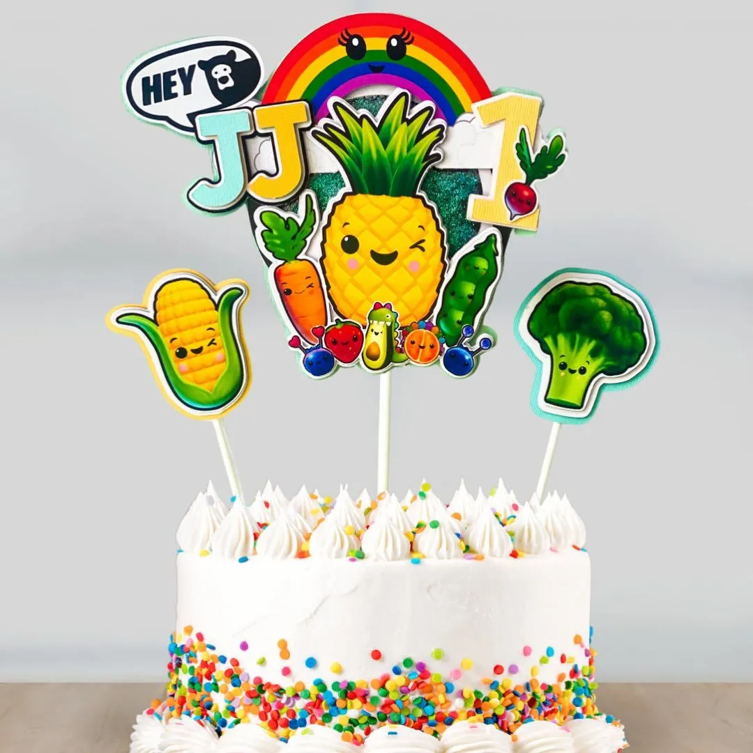 Hey Bear Sensory Cake Topper On White Cake With Rainbow Sprinkles — Cake Toppers On The Gold Coast, QLD