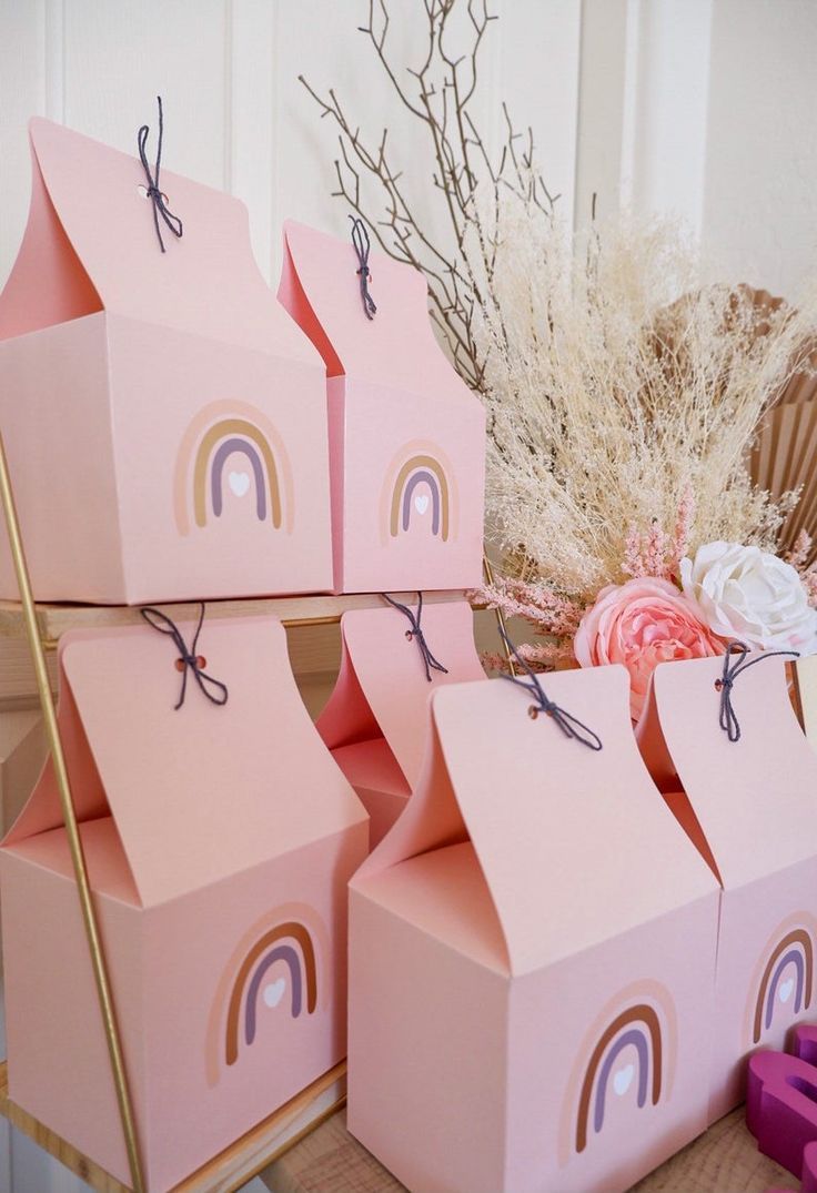 Rainbow Print Pink Party Favours