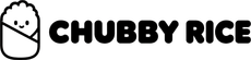 Chubby Rice logo with a smiling rice ball character and bold black text on white background