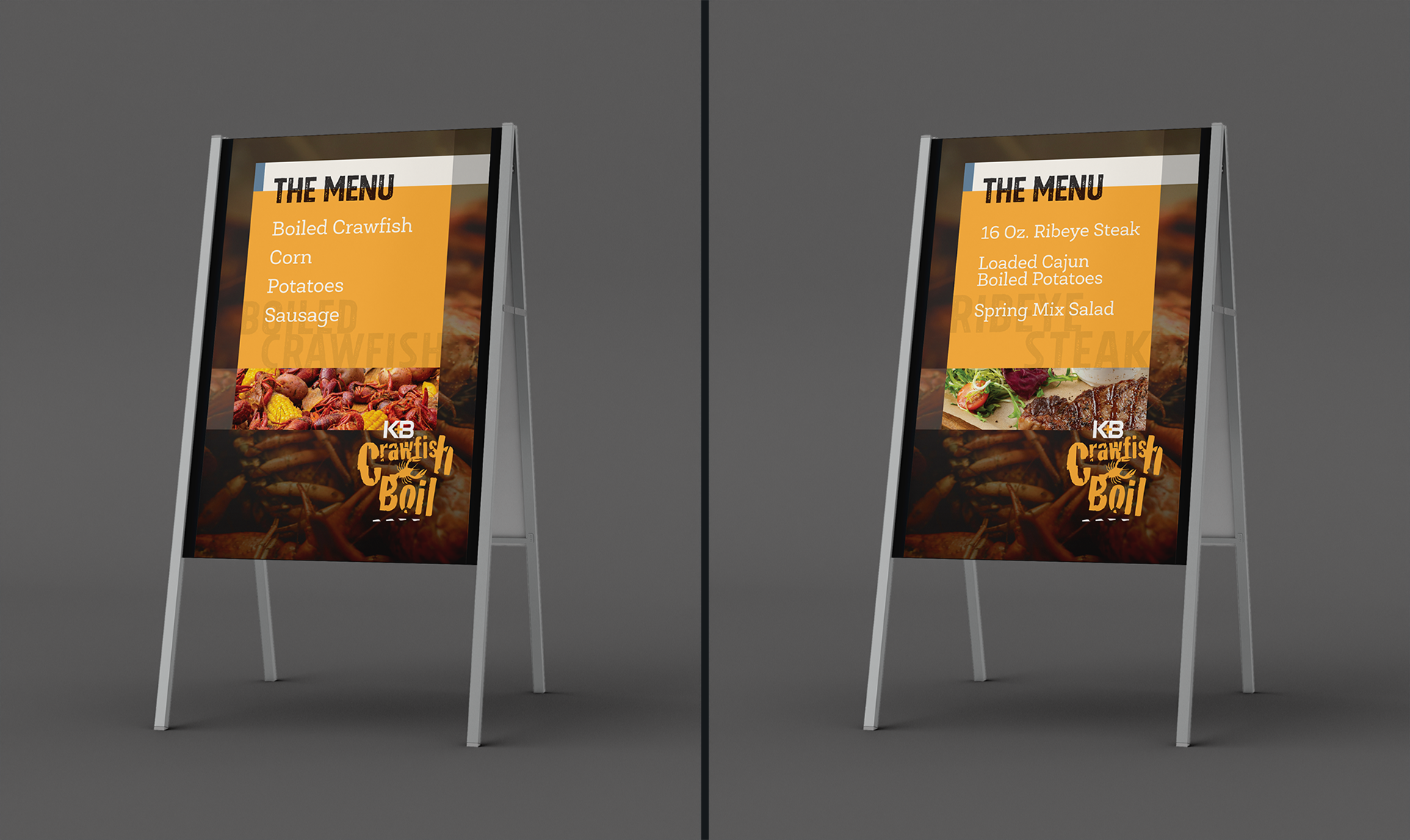 K&B 2024 Crawfish Boil menu posters