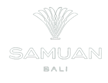 Logo reading “SAMUAN” with “BALI” below and a palm frond design above.