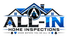 AL-IN Home Inspections logo with blue house roof and magnifying glass icon