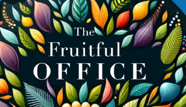 The fruitful office logo with a tree made of fruits and leaves