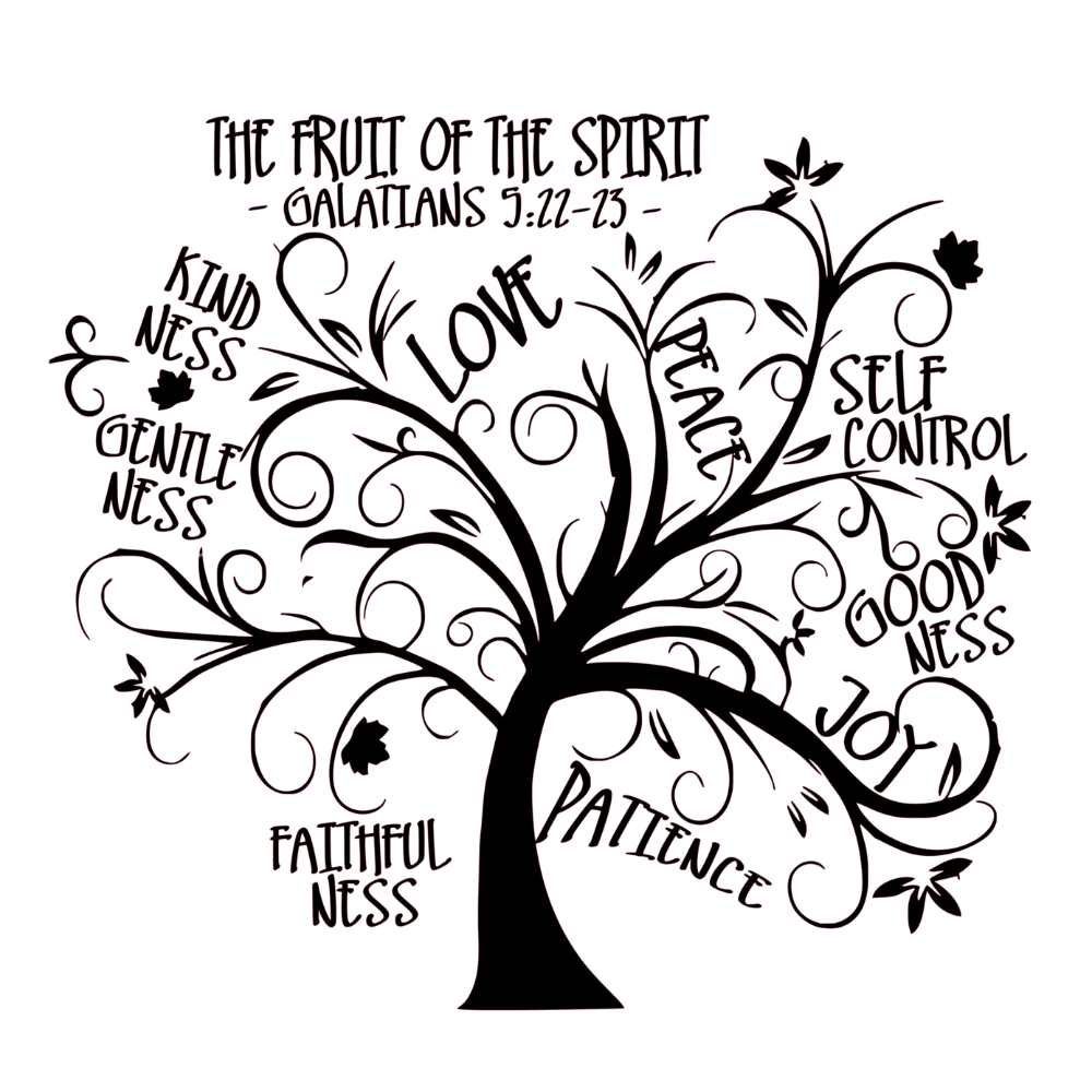 A tree with the fruit of the spirit written on it.