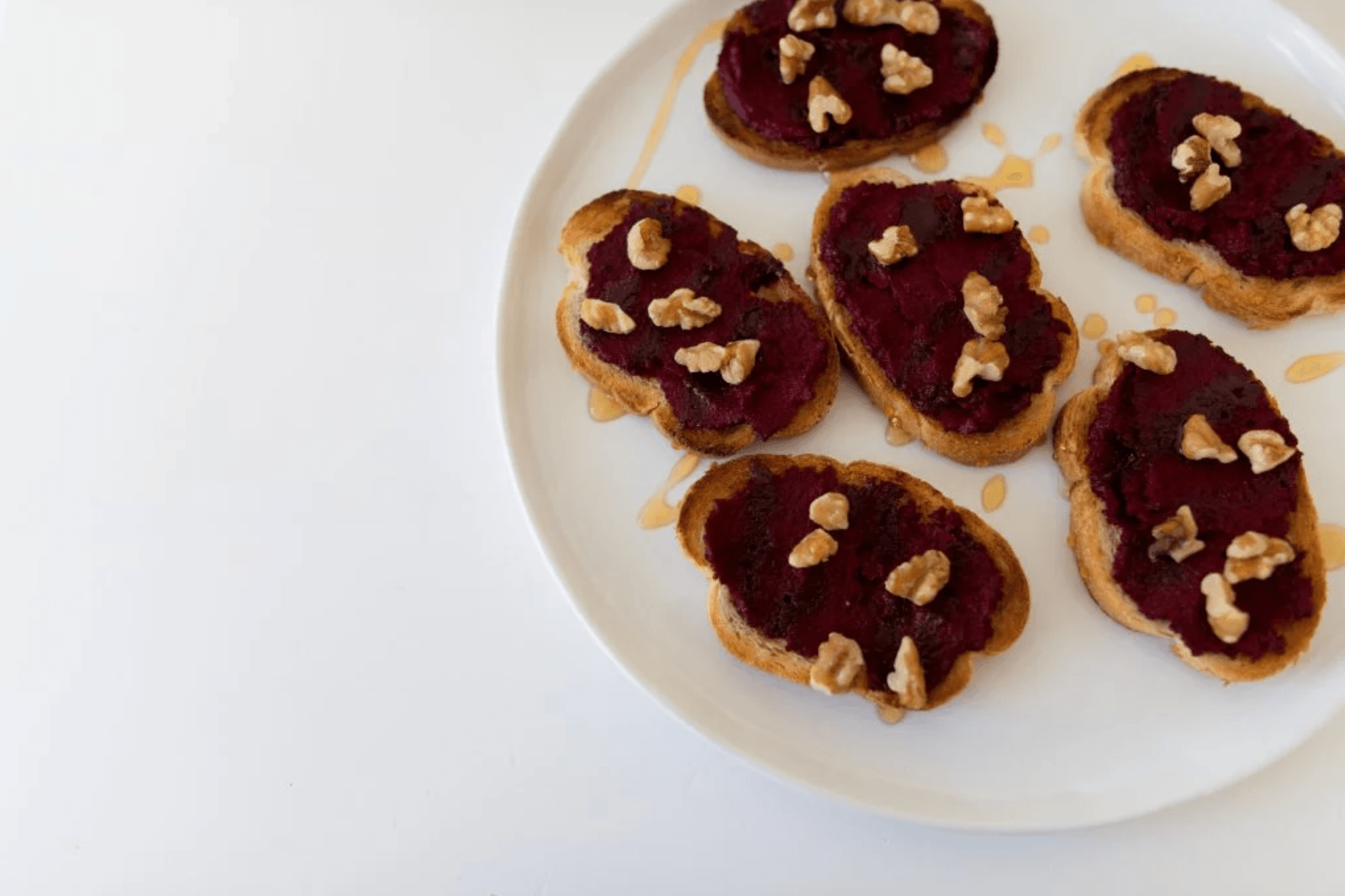 Beet, Walnut, and Honey Dip on toast