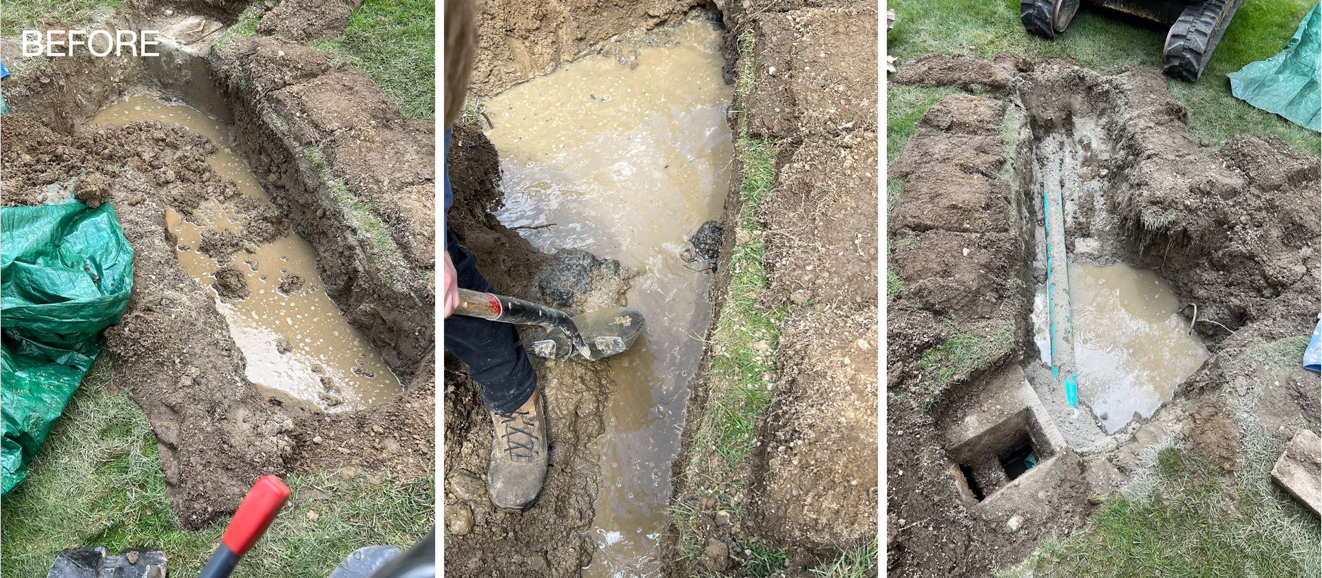A person is digging a hole in the ground with a shovel.