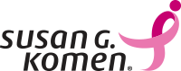 The logo for susan g. komen has a pink ribbon on it.