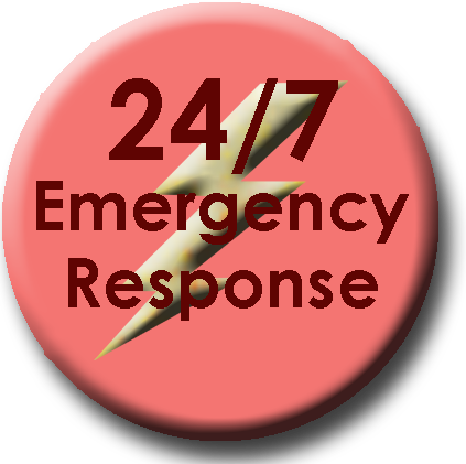 A button that says 24/7 emergency response on it