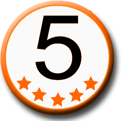 A button with the number 5 and five stars on it