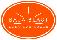Orange Baja Blast logo with white text and sunburst, labeled “Cabo San Lucas”