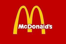 McDonald’s logo with yellow arches and white text on a red background