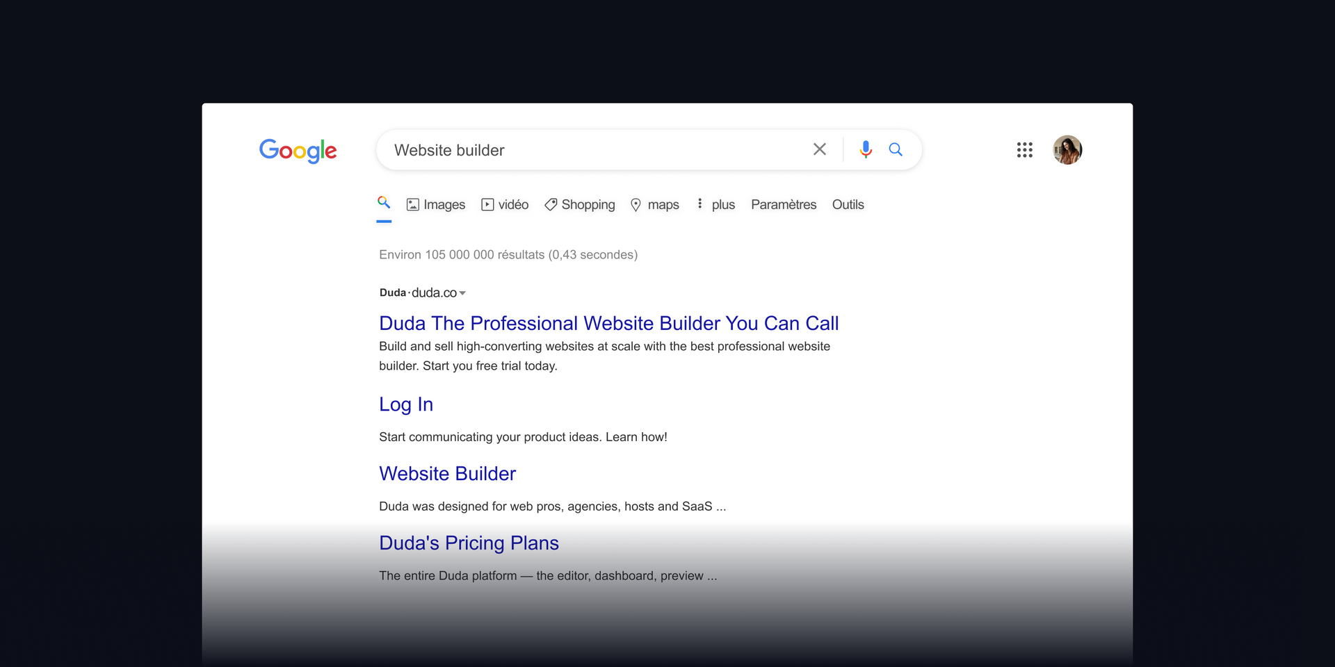 A screenshot of Google SERP