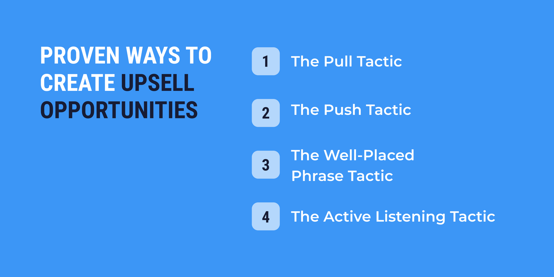 A blue background with the words proven ways to create upsell opportunities