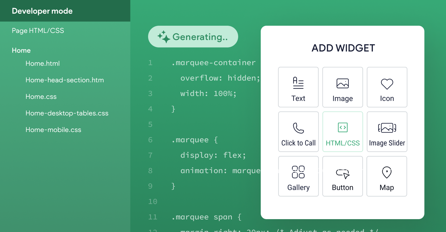 A widget being generated with AI