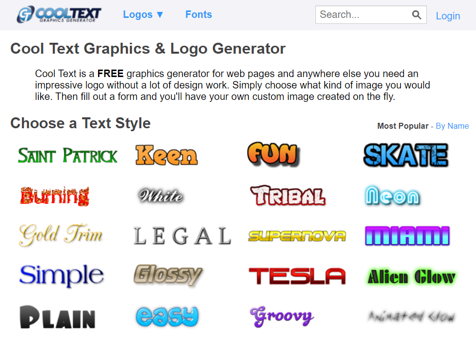 Cool Text font generator tool
