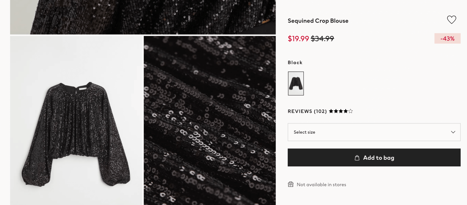 ecommerce UX product page