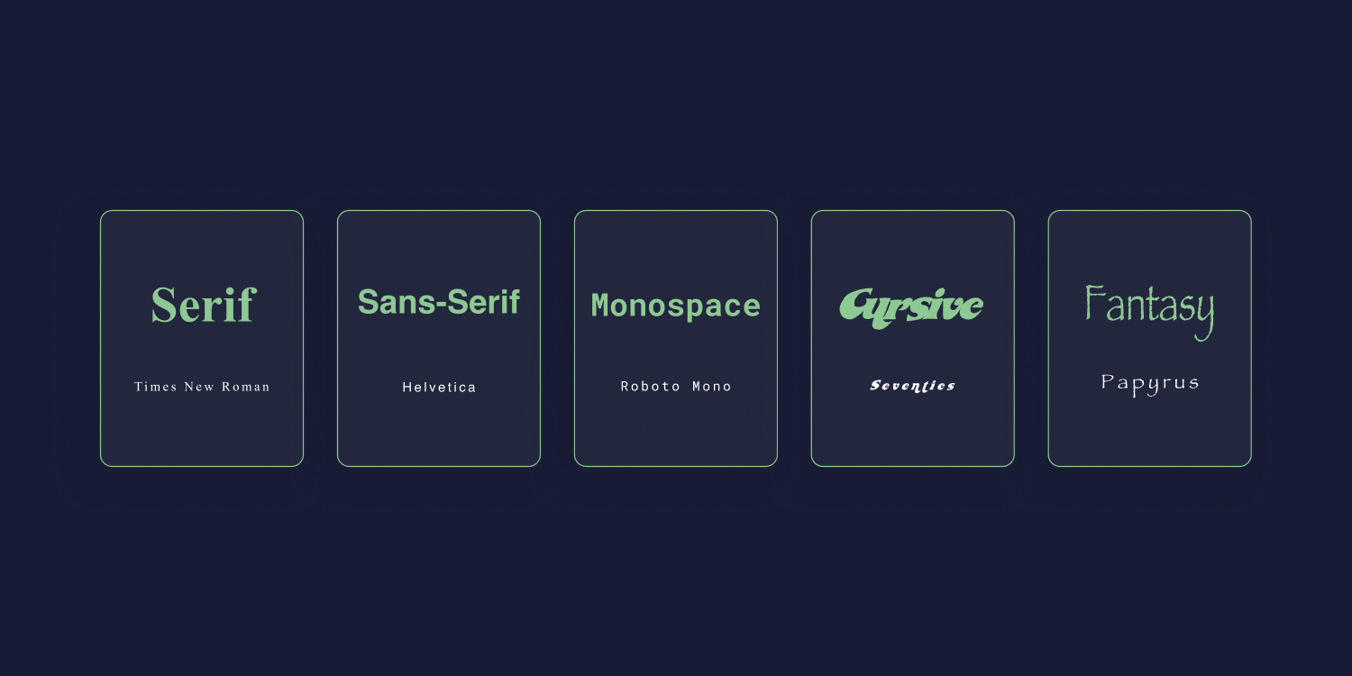 Web safe font families