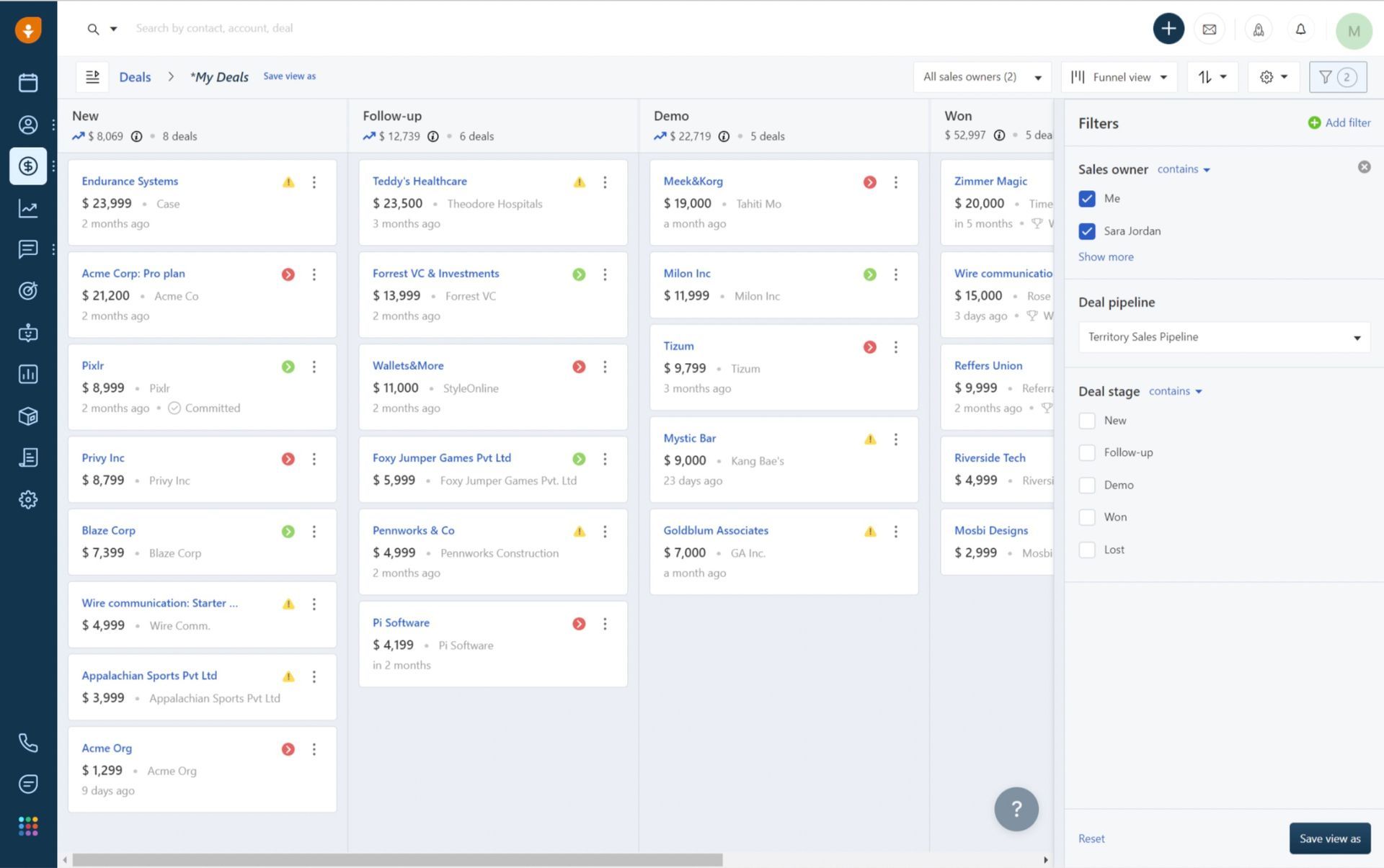 Freshsales's interface screenshot