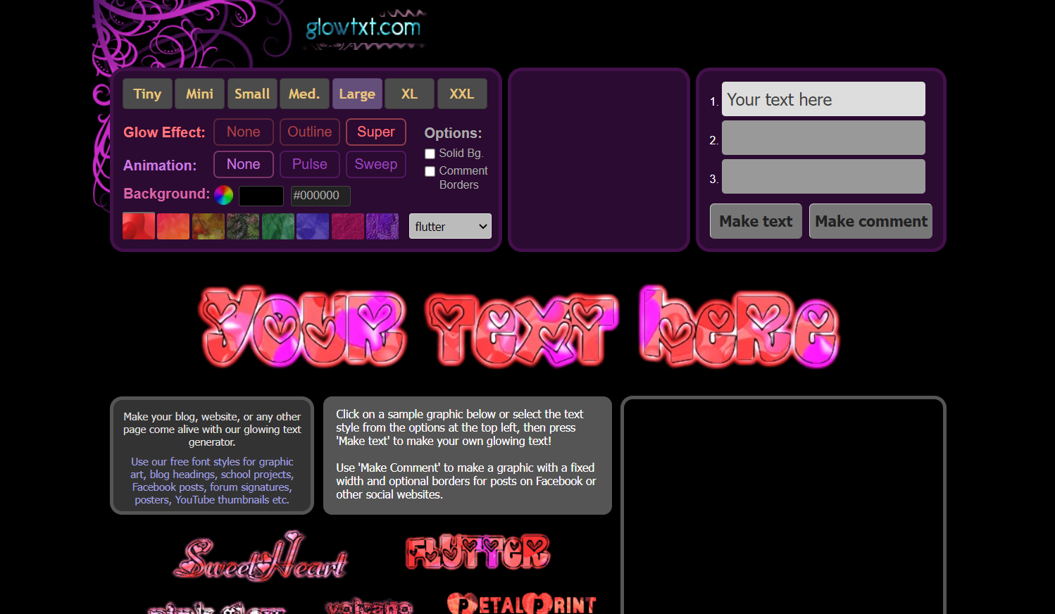 GlowTxt font generator tool
