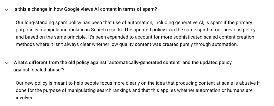 A screenshot from Google's blog gpost