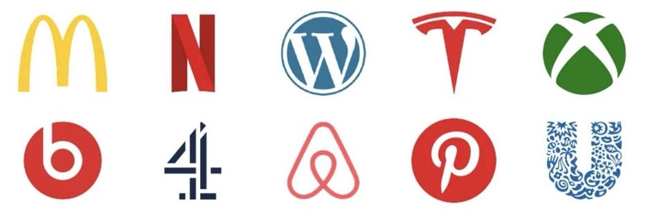 A bunch of different logos on a white background: McDonald's, Netflix and more