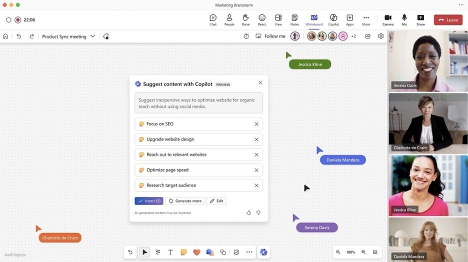 Microsoft Whiteboard website screenshot