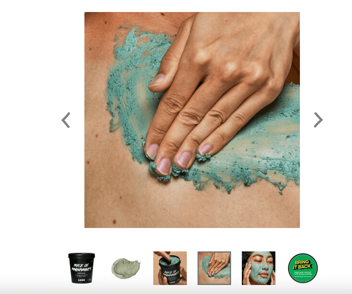 A screenshot of a product images presented