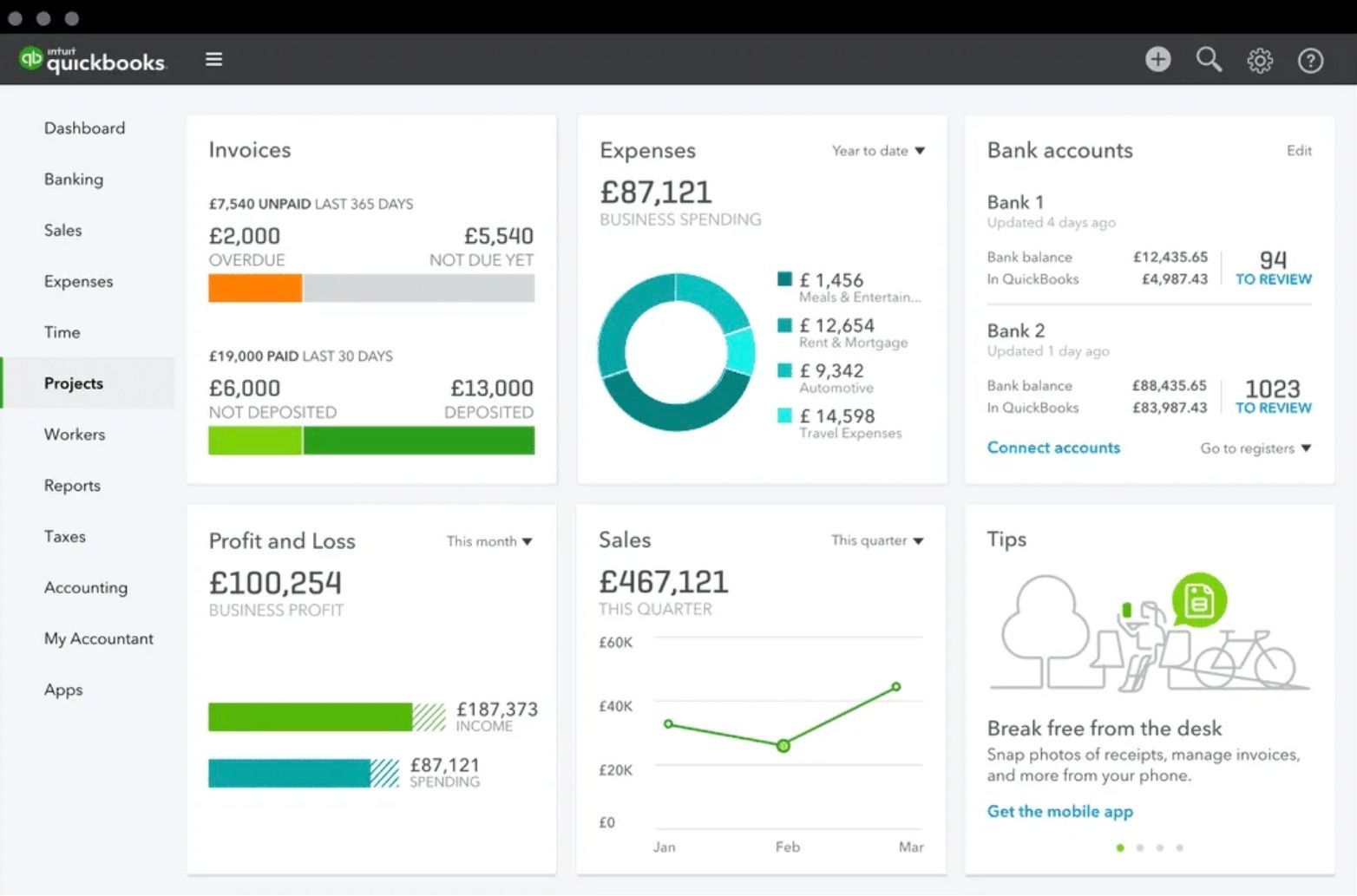 QuickBooks's interface screenshot