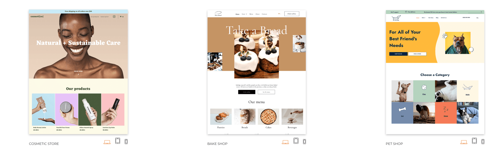 A screenshot of Duda's eCommerce templates