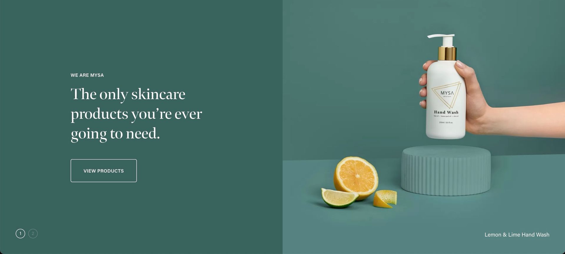 A screenshot of a website with a person holding a bottle of lotion in their hand.