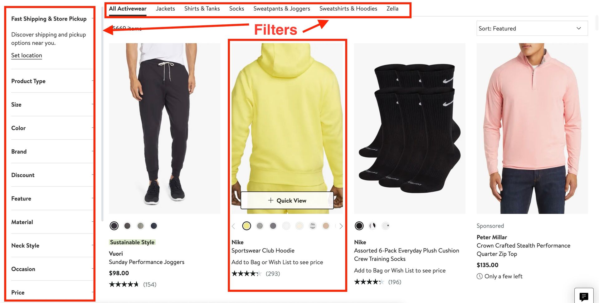 A screenshot of a listing page