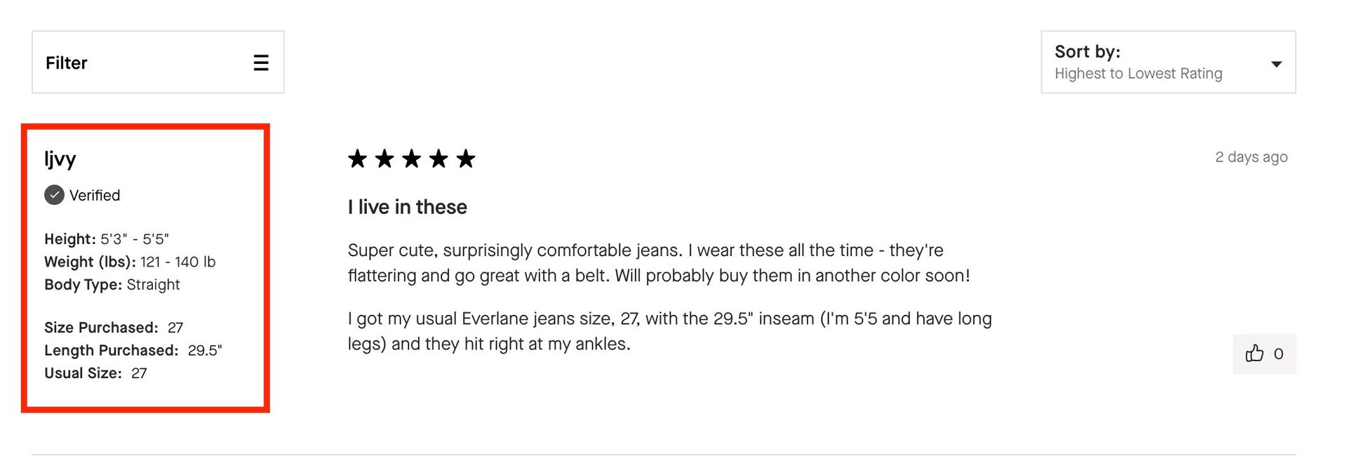 A screenshot of a website with a review