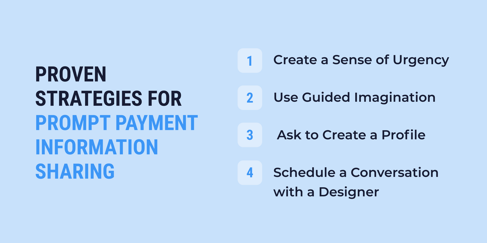 A list of proven strategies for prompt payment information sharing