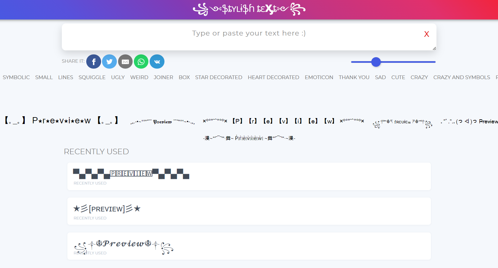 Stylish Text generator tool