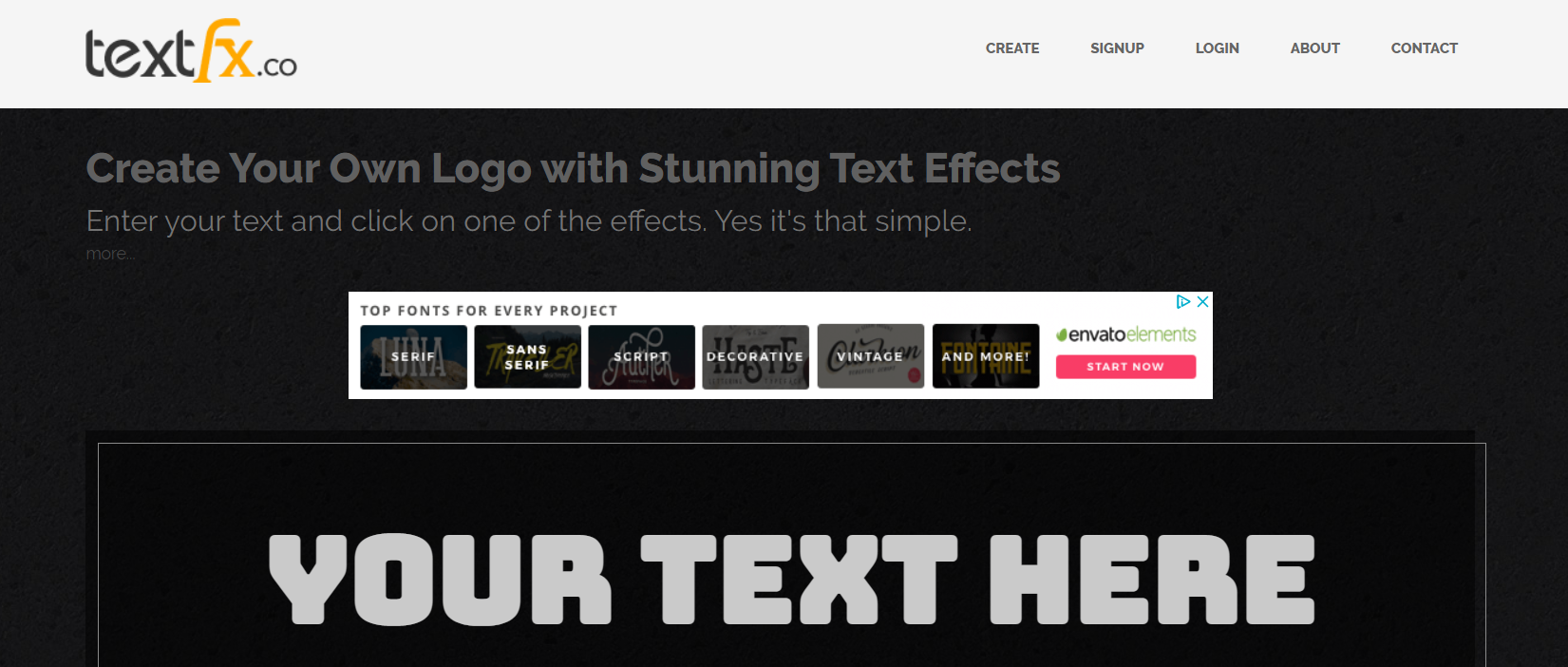 TextFX font generator tool