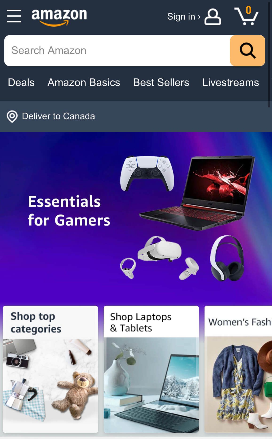ecommerce mobile website amazon