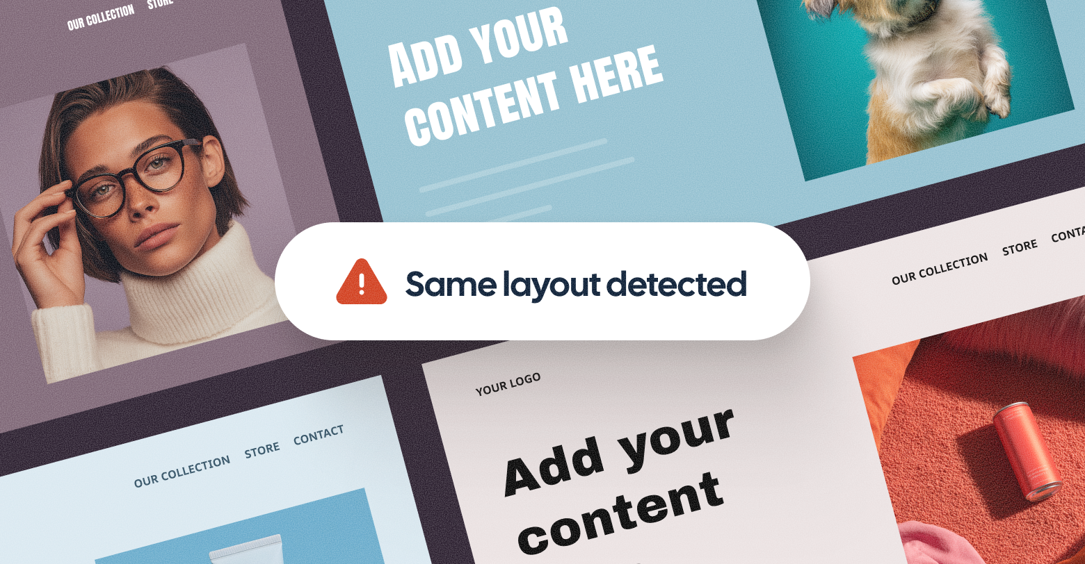 Website mockups with error message