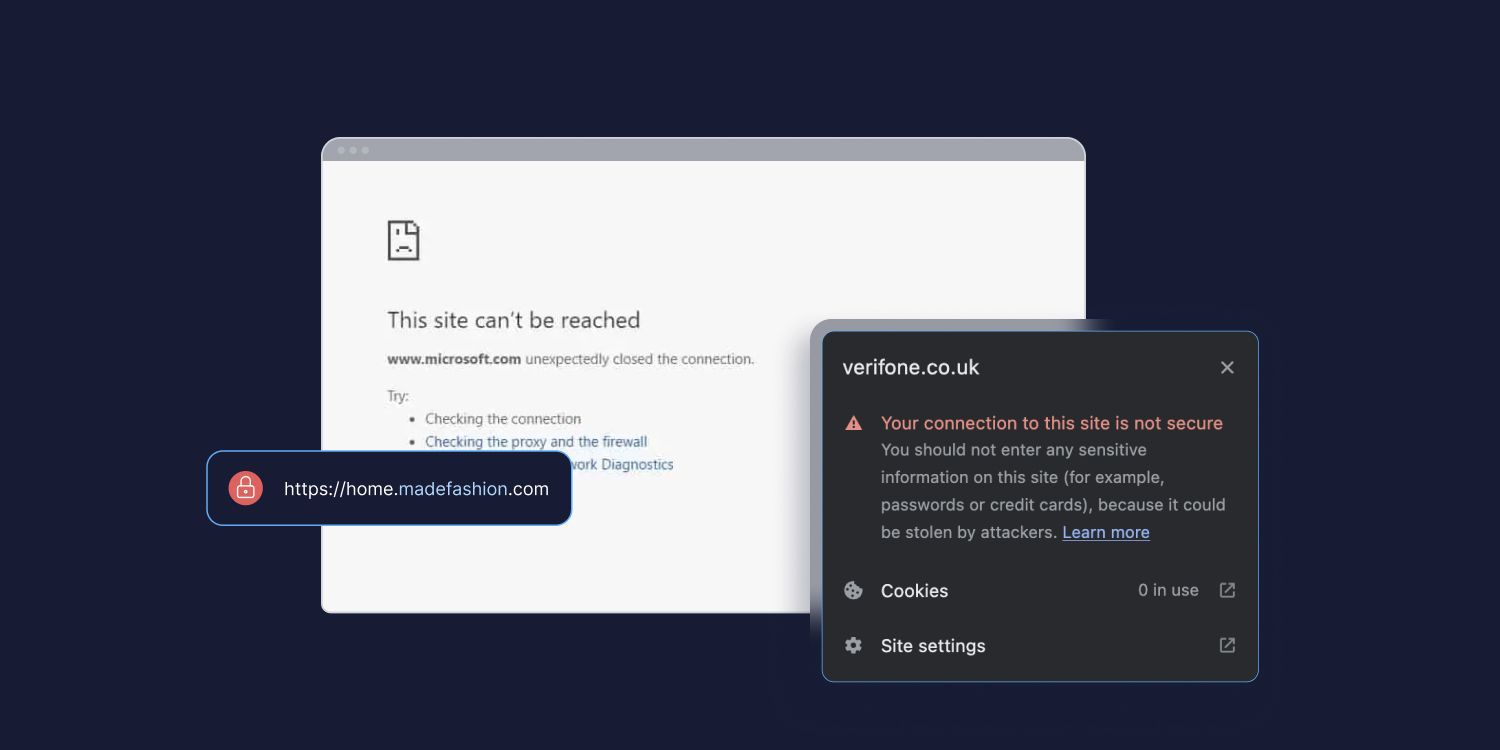 a computer screen with a warning message on it saying the site is not secure