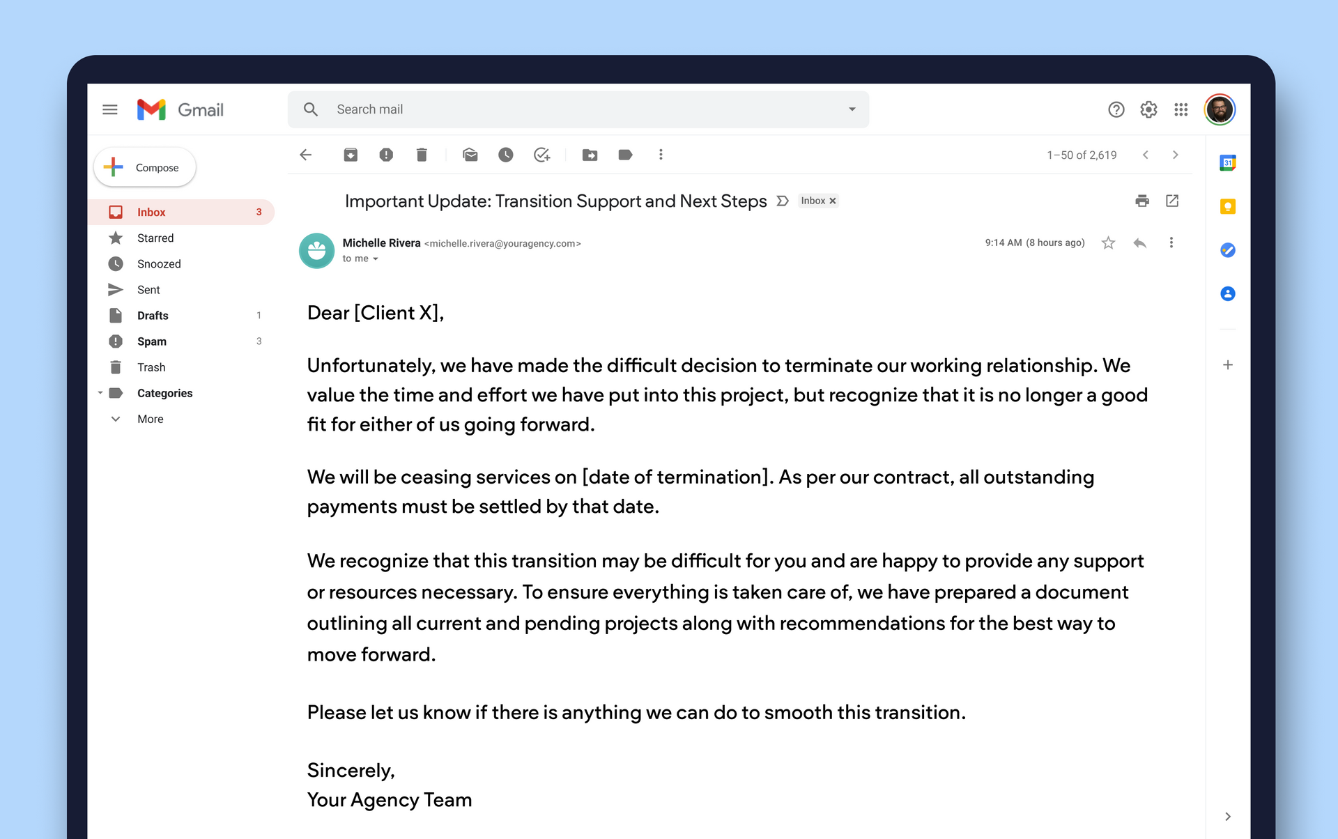 How to fire a client letter example